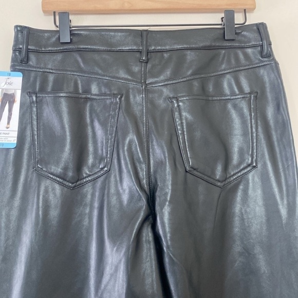 Joie Straight Faux Leather Pants Zip Fly Black Size 10 - Picture 6 of 12
